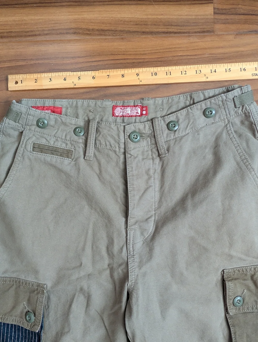 Lucky Brand Mens 32 Military Green Cargo RMen's Patchwork Cargo Pants - Olive - Picture 7 of 16